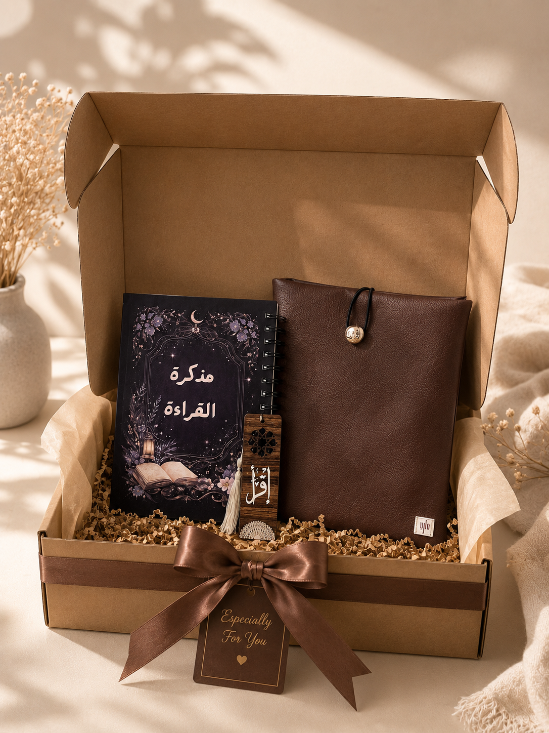 صندوق هدية القرّاء | مذكرة القراءة + حافظة الكتب + فاصل فاخر
