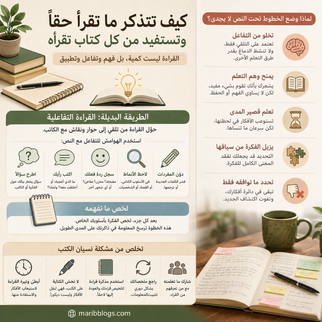الحل الأنسب لنسيان الكتب بعد قرأتها: لماذا وضع الخطوط تحت النص لا يجدي